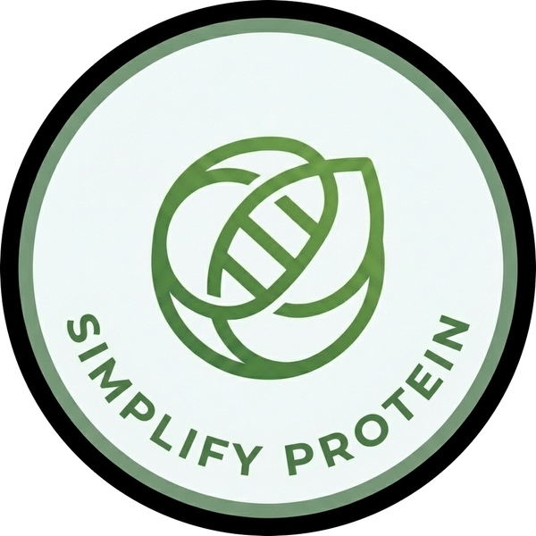Logo of Simplify Protein with a green leaf design on a white background